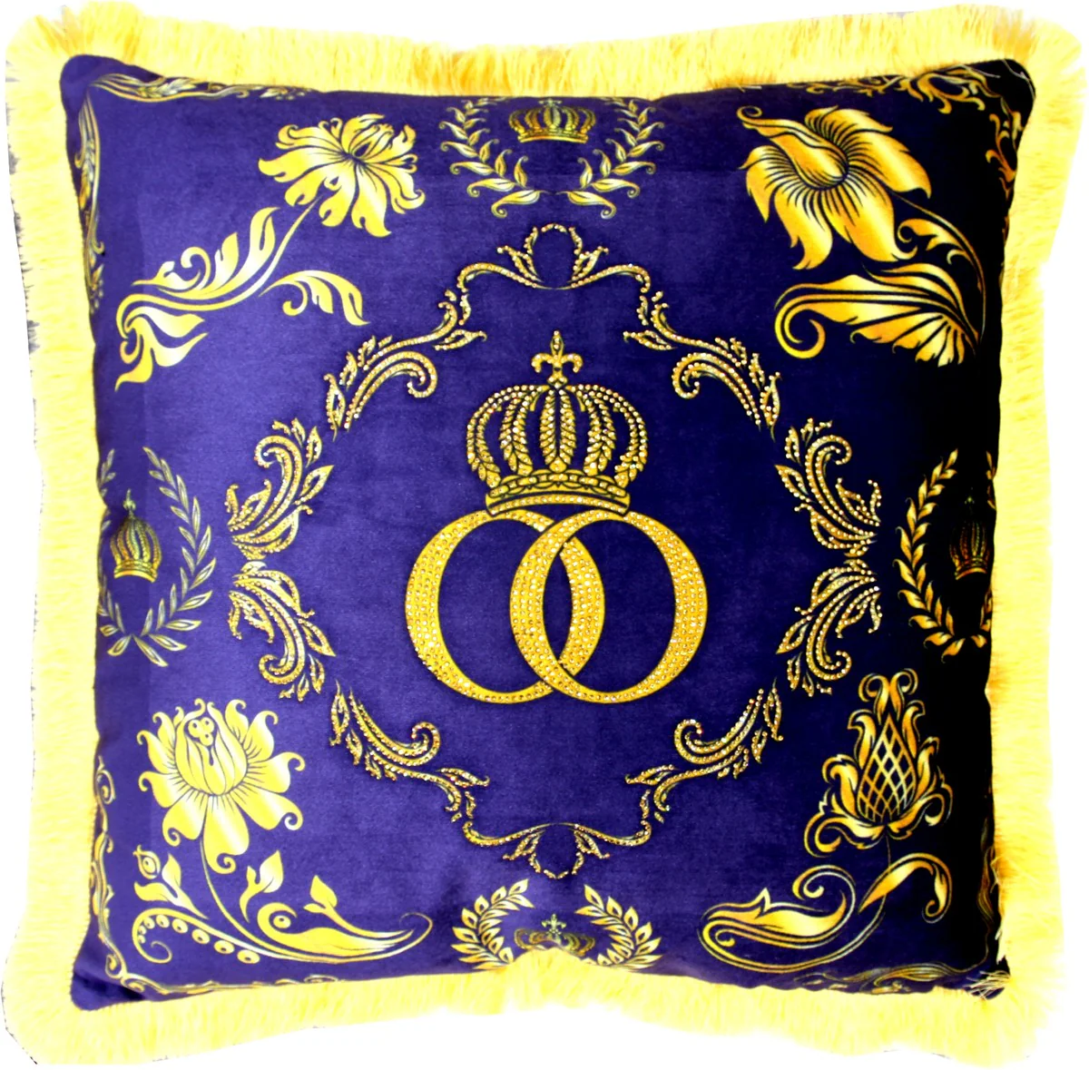 Harald Glööckler luxury decorative baroque cushion Pompöös by purple-taupe / gold crown deluxe with rhinestones - Glööckler cushion