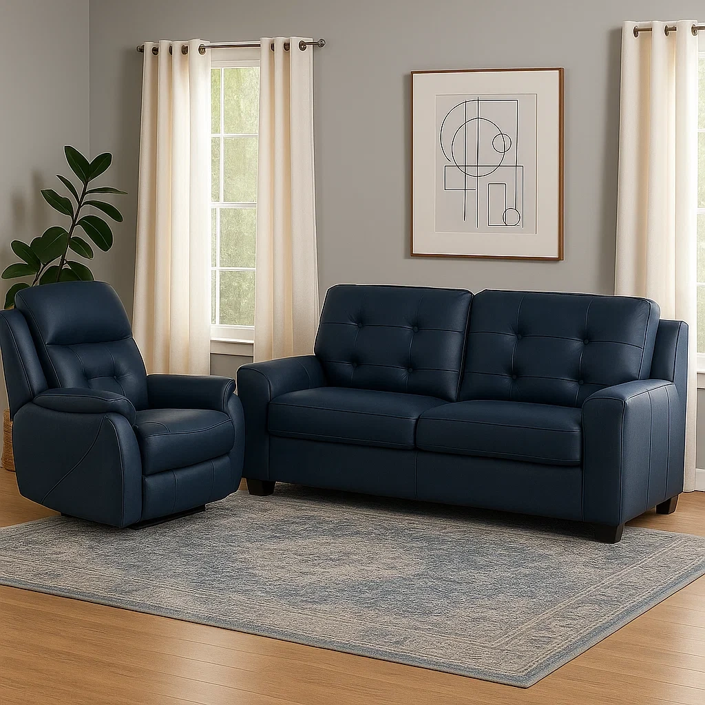 Sofagarnitur, 2-Sitzer-Sofa und 1-Sessel mit Liegefunktion, Holzrahmen, Schaumstoffpolsterung, Kunstlederbezug, schwarz, für Wohnzimmer, 2-Sitzer-Sofa 150 x 85 x 85 cm, 1-Sessel 75 x 85 x 85 cm - Xf2F5GvXxD7