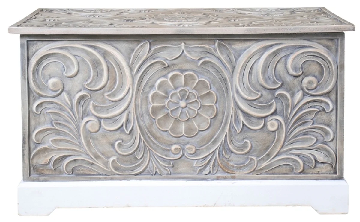 Country house style chest white / brown 79 x 42 x H. 46 cm - Handcrafted country house style wooden chest