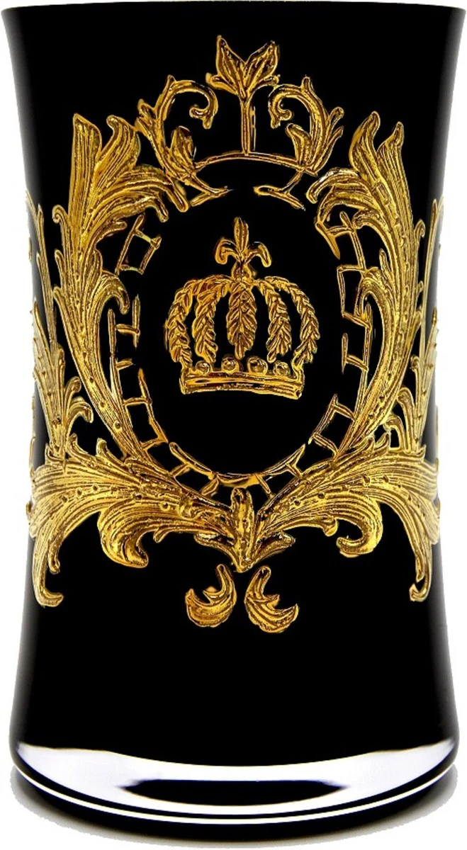 Pompöös by Luxus water glass set black / gold Ø 8 x H. 13 cm - water glasses with 24 carat gold plating - Pompöös glasses designed by Harald Glööckler