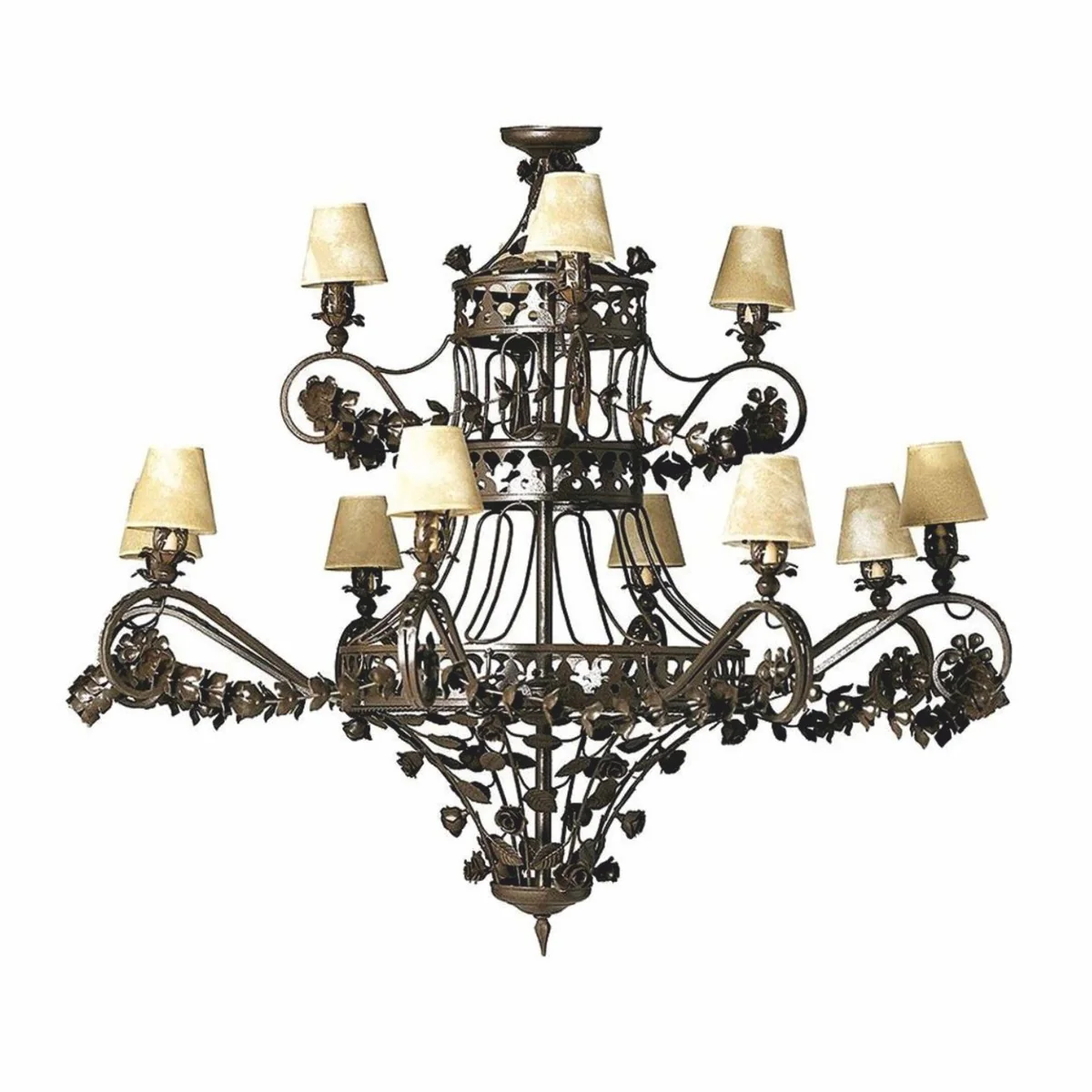 Luxury baroque wrought iron chandelier brown / beige Ø 100 x H. 100 cm