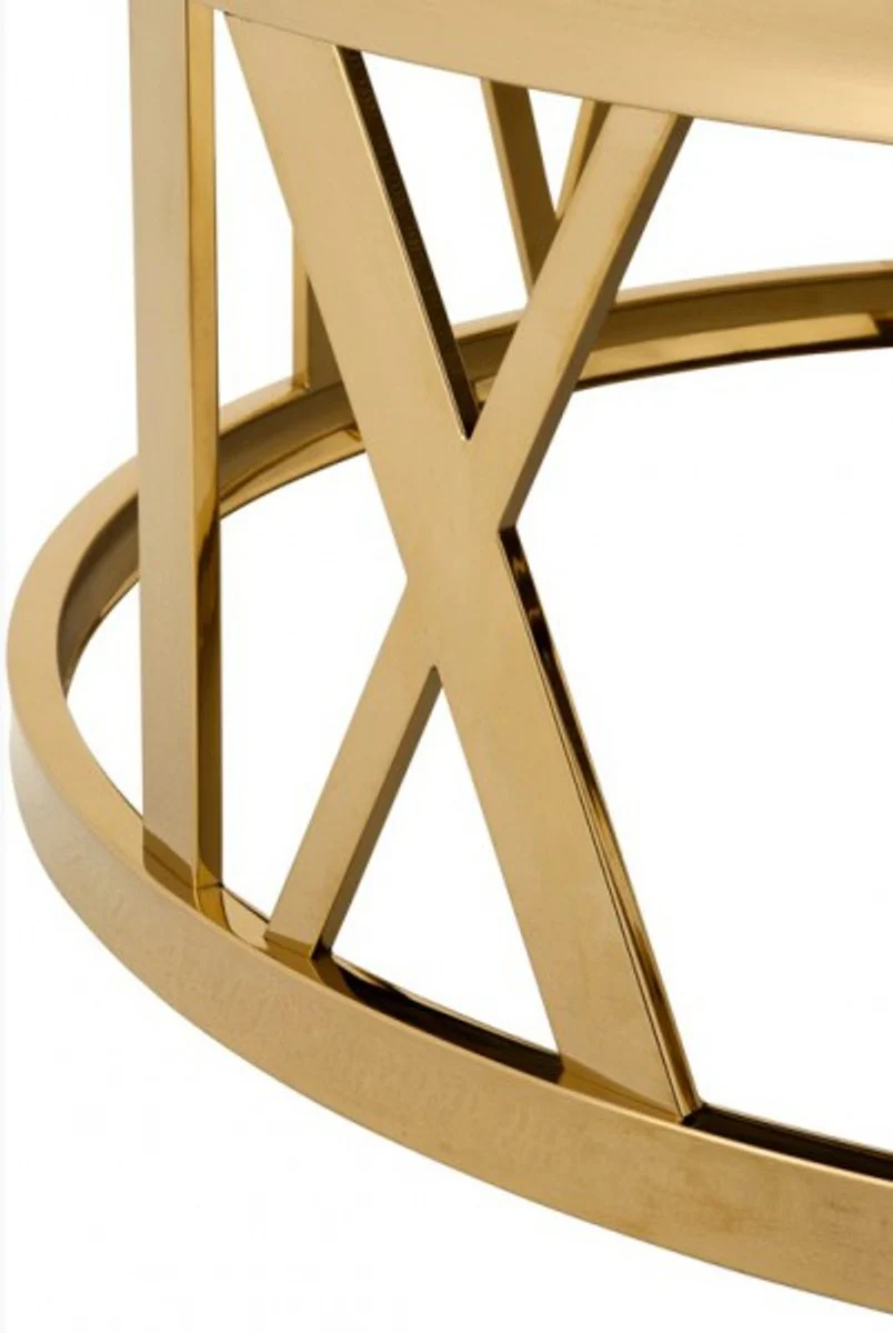 Luxury Art Deco Coffee Table Round Gold with Marble Top - Luxury Collection