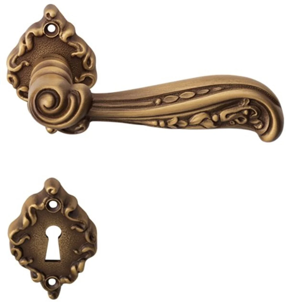 Baroque door handle set brass patinated 13 x H. 6.5 cm - door handles in the baroque style