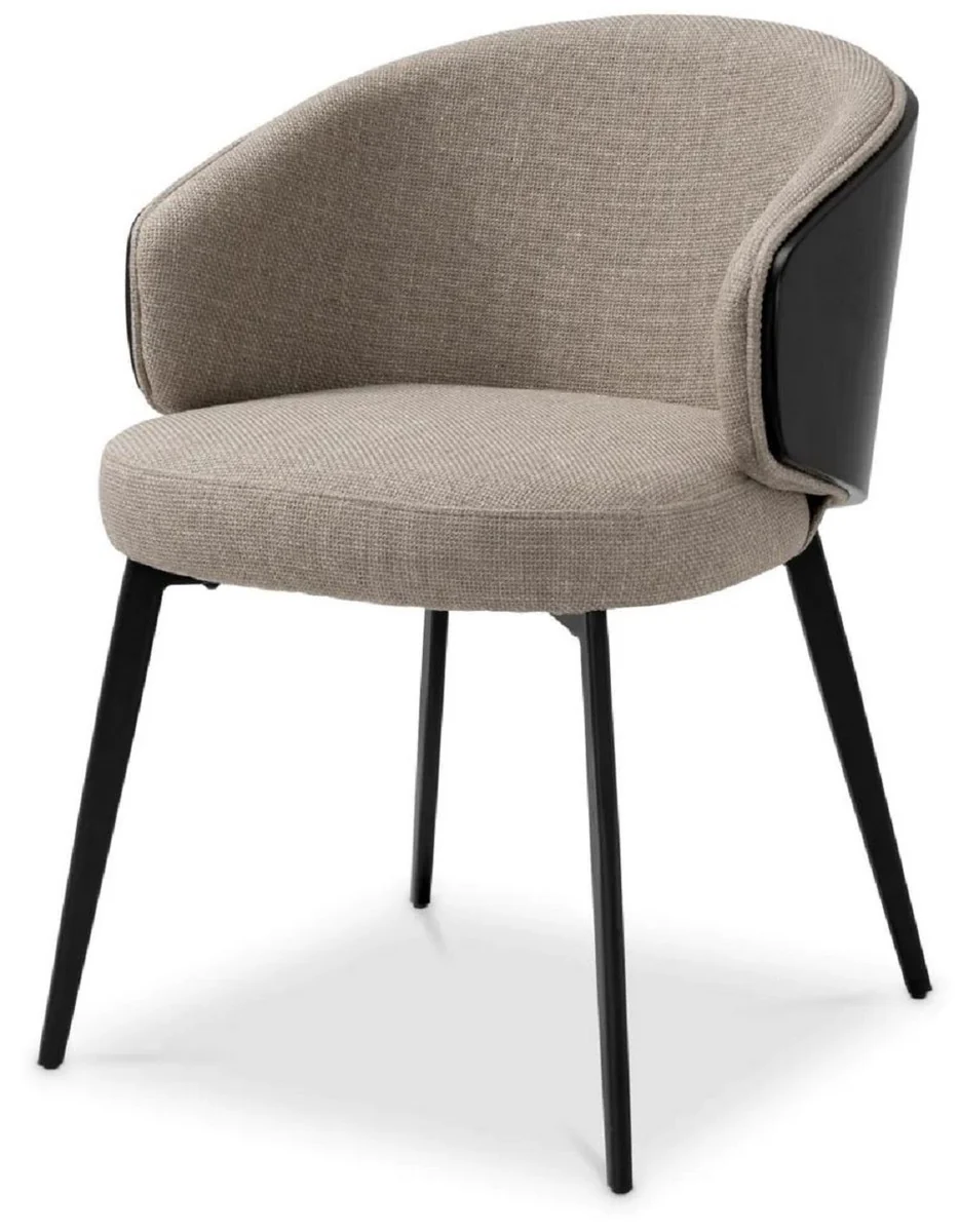 Luxury dining room chair gray / black 57 x 62 x H. 77 cm - kitchen chair with armrests - dining room furniture - luxury furniture - luxury quality