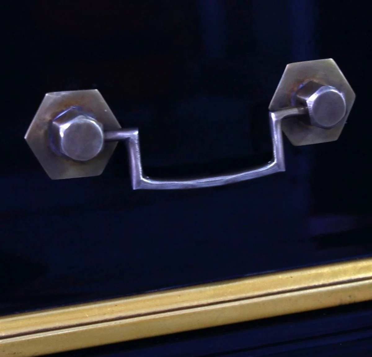 Luxury Baroque night dresser black / gold - Baroque mahogany bedside table with 3 drawers and marble top - Baroque bedroom furniture - Luxury furniture in Baroque style - Noble & magnificent