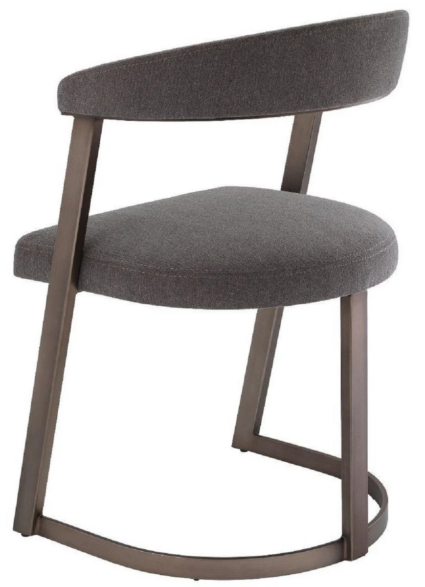 Designer chair with armrests gray-brown / bronze 52 x 49 x H. 78 cm - dining room chair - office chair - luxury designer furniture
