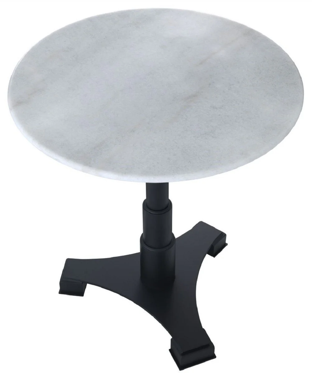 Luxury dining table white / black Ø 70 x H. 75 cm - kitchen table with round marble top - dining room furniture