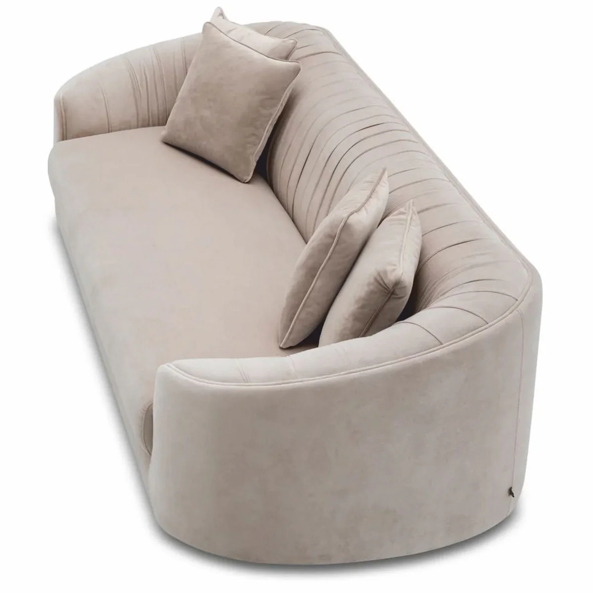 Luxus Samt Sofa Creme / Schwarz 241 cm - Wohnzimmer & Hotel Möbel