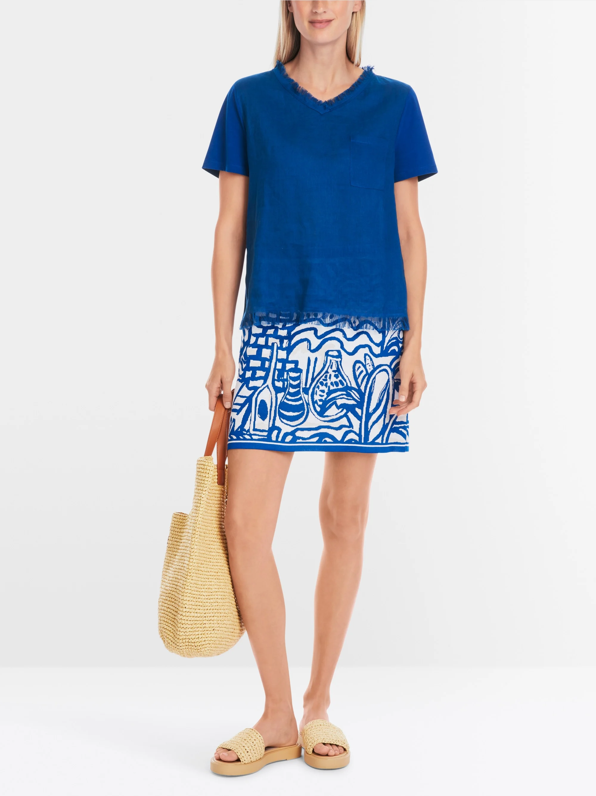 Marc-Cain Luftiges T-Shirt mit Leinen