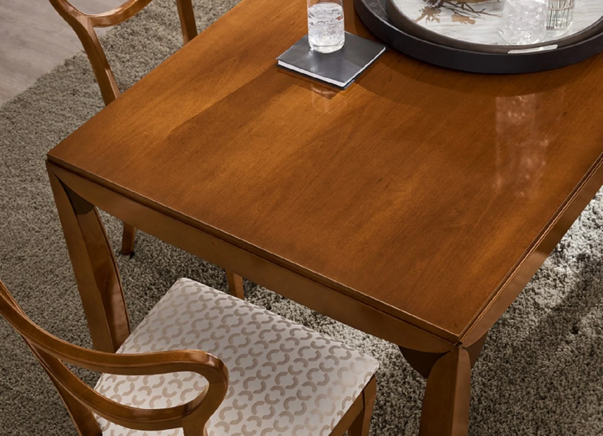 Luxury Biedermeier Dining Table Brown - Extendable Solid Wood Dining Room Table - Biedermeier Dining Room Furniture - Luxury Quality - Made in Italy