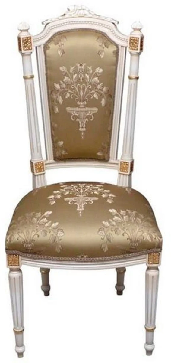 Baroque dining room chair gold / cream / gold - handmade antique style chair - dining room furniture in baroque style
