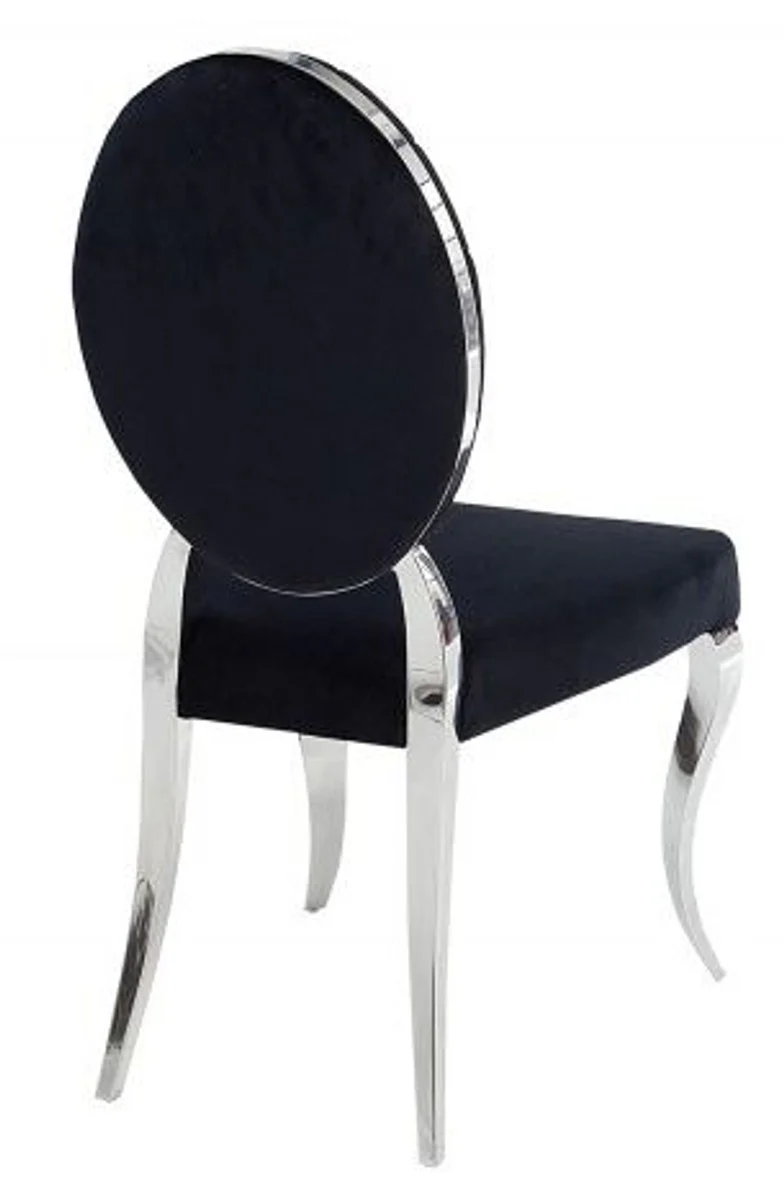 Designer dining room chair black / silver without armrests - designer chair