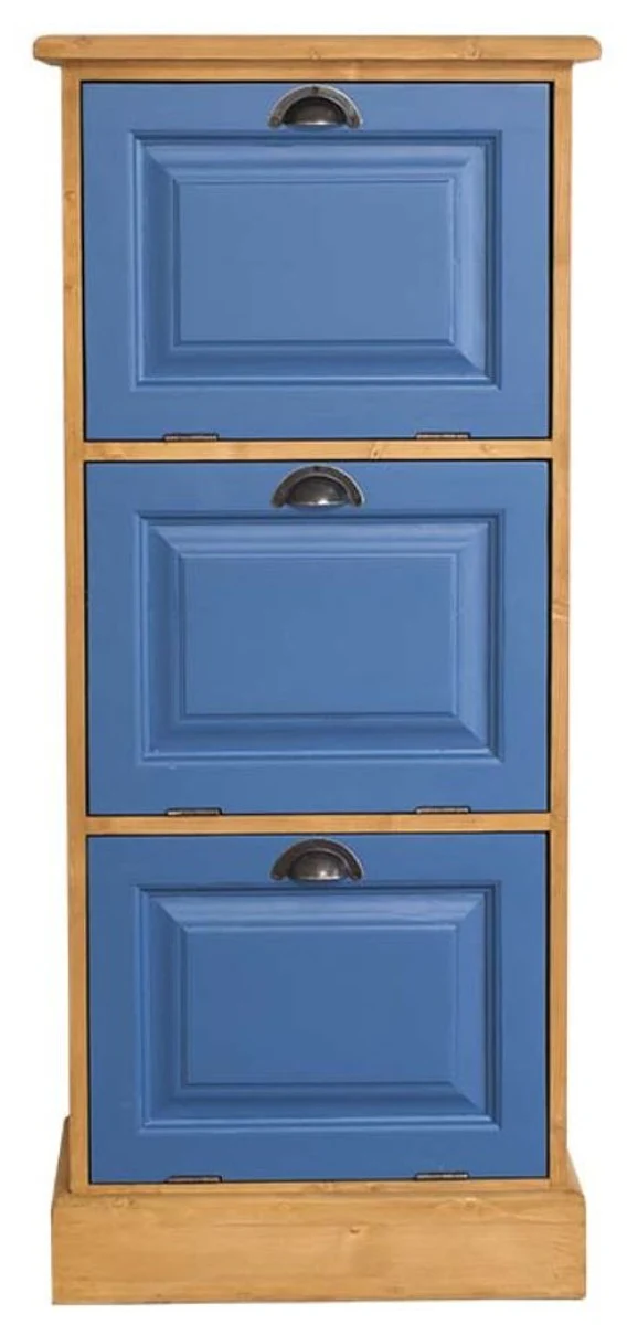 Country house style chest of drawers natural colors / blue 55 x 40 x H. 126 cm - furniture in country house style