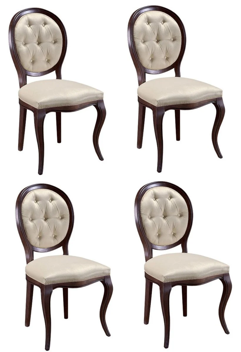 Luxury Art Nouveau Chesterfield dining room set dark brown / cream 51 x 44 x H. 99 cm - 4 dining room chairs - dining room furniture