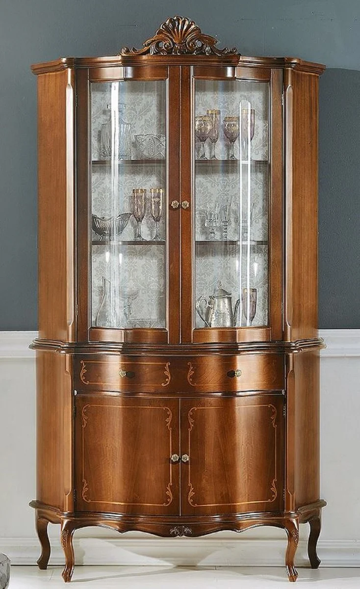 Luxury Baroque display cabinet brown - Magnificent Baroque display cabinet with 4 doors and drawer - Baroque furniture - Luxury quality - Made in Italy