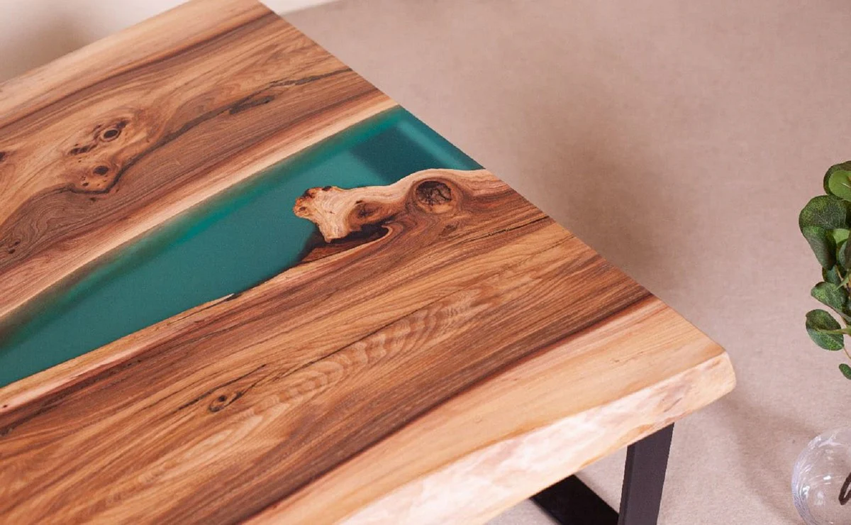 Luxury coffee table brown / natural / green / black 95 cm