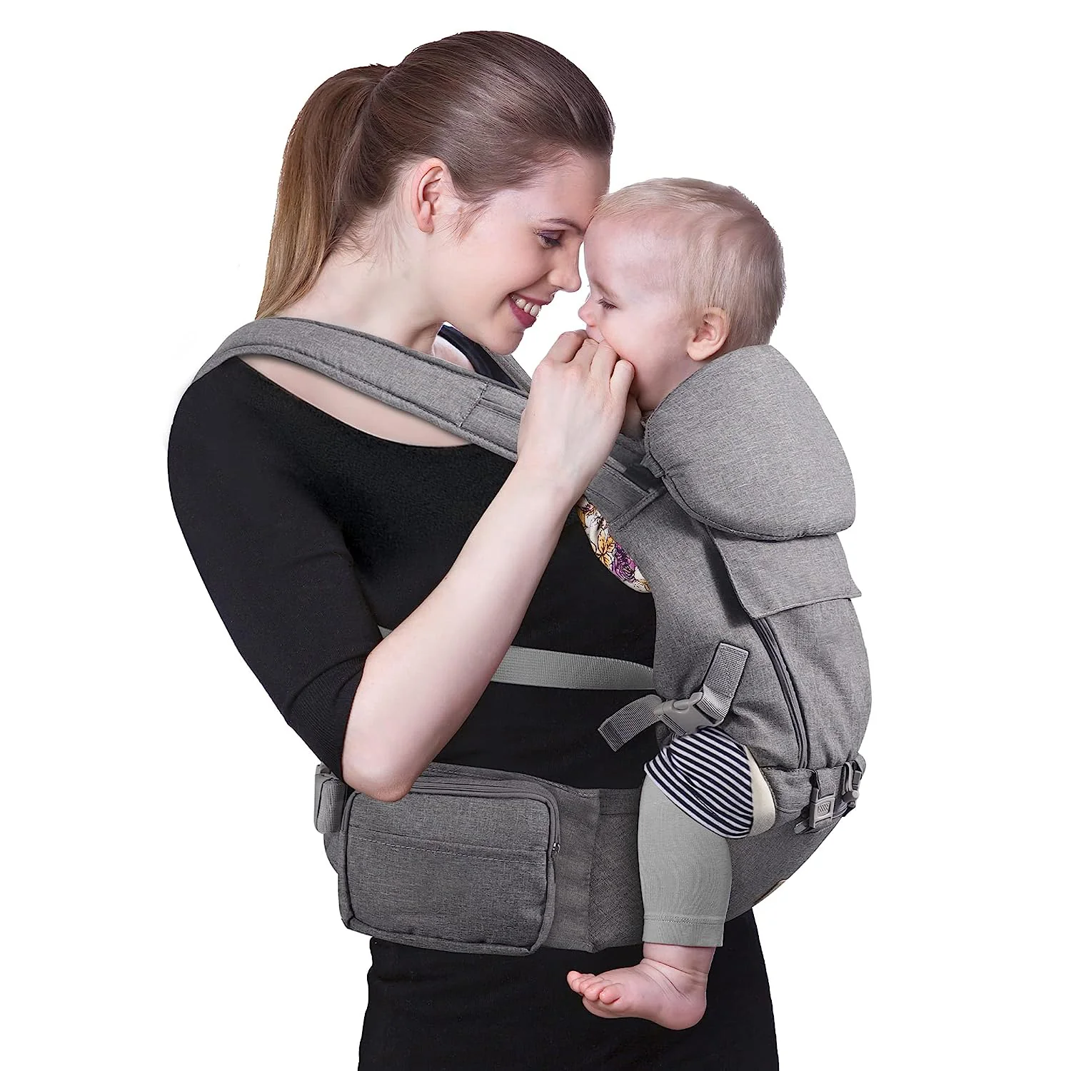 Baby – Tragehilfe, 6-in-1-Babytrage mit Taillenhocker, Babytrage mit Hüftsitz zum Stillen, Einheitsgröße – passend für Neugeborene, Säuglinge und Kleinkinder (blau)