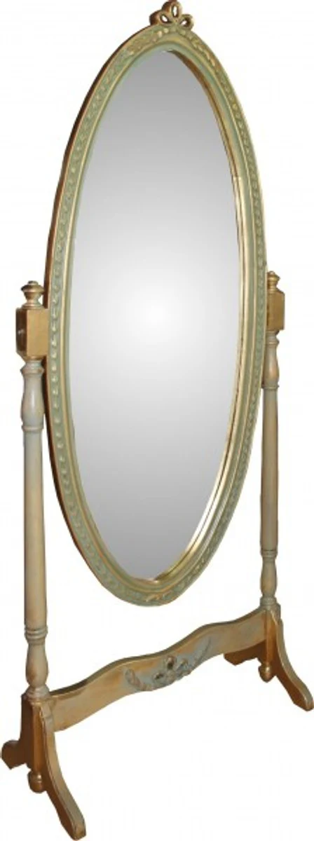 Baroque standing mirror swiveling green-gold antique look - mirror gold - baroque shabby chic furniture
