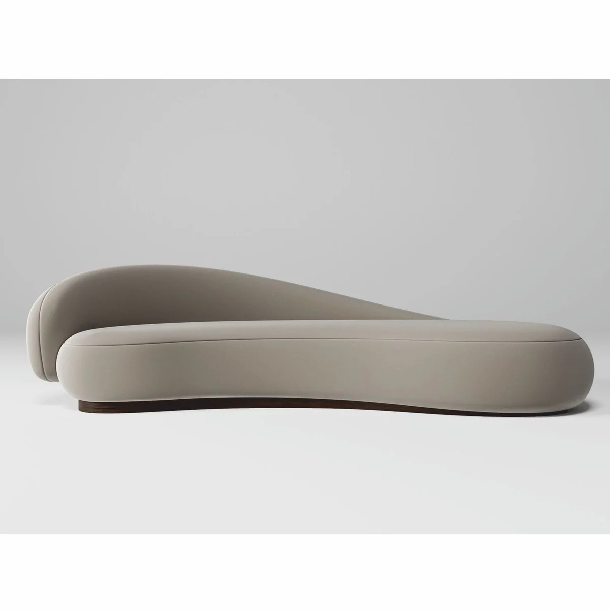 Luxury Velvet Sofa Left Side Gray / Dark Brown 280 cm - Living Room & Hotel Furniture