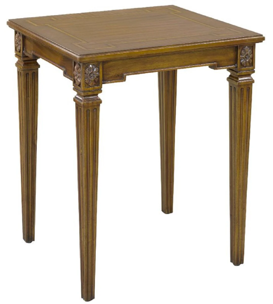 Luxury baroque side table brown 48 x 44 x H. 62 cm - Noble mahogany table in baroque style - Baroque mahogany furniture
