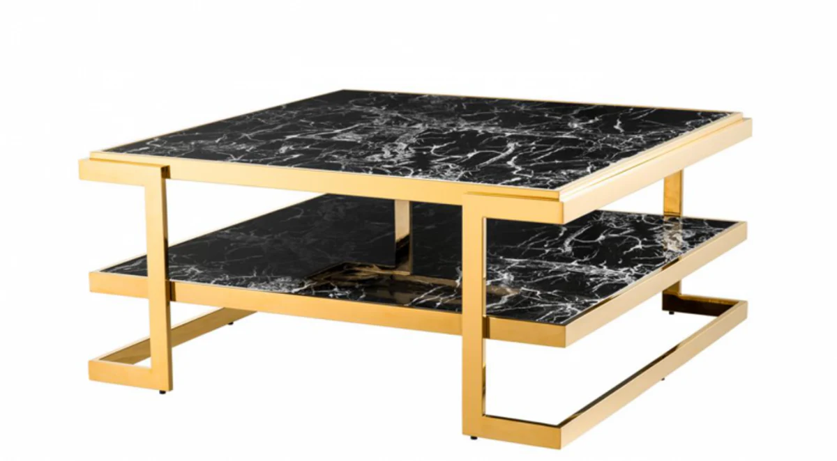 Art Deco Luxury Coffee Table Faux Marble Gold Finish - Living Room Salon Table - Luxury Quality
