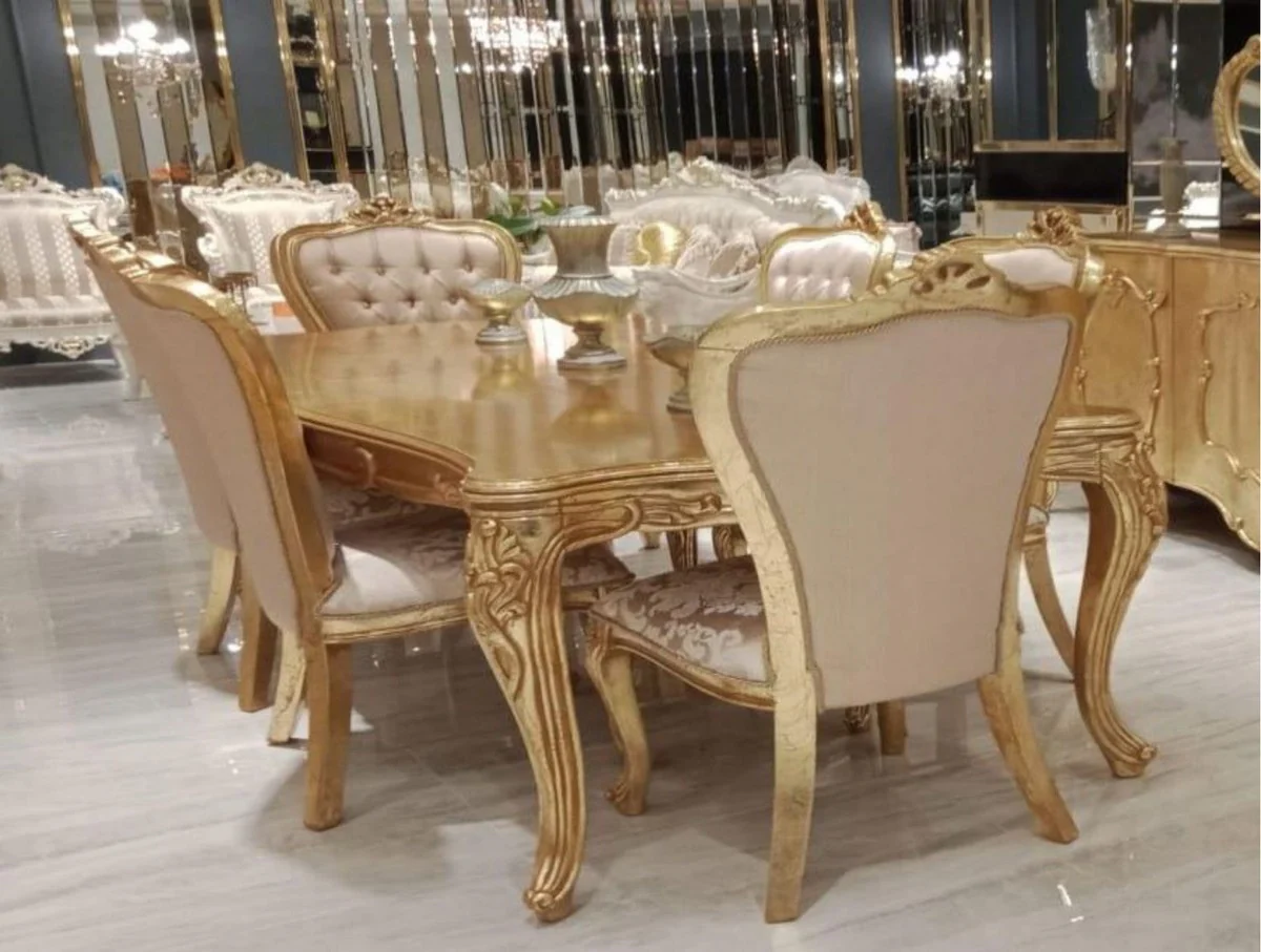 Luxury Baroque Dining Table Gold - Handcrafted solid wood dining room table in Baroque style - Magnificent Baroque dining room furniture