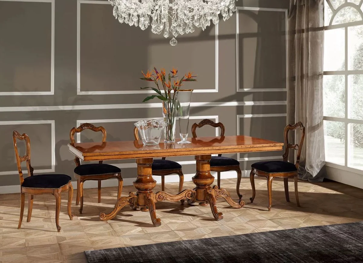 Luxury Biedermeier Dining Table Brown - Handcrafted Solid Wood Dining Room Table - Biedermeier Dining Room Furniture - Luxury Quality - Made in Italy
