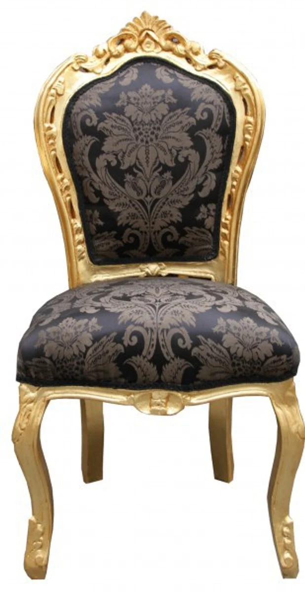 Baroque Dining Room Chair Black Pattern / Gold - Antique Furniture
