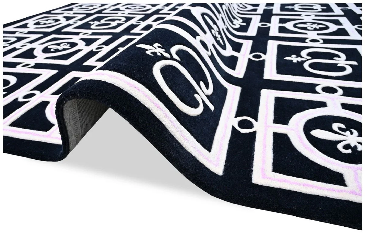 Luxury Baroque carpet black / white / purple 200 x 300 cm - Baroque Interior
