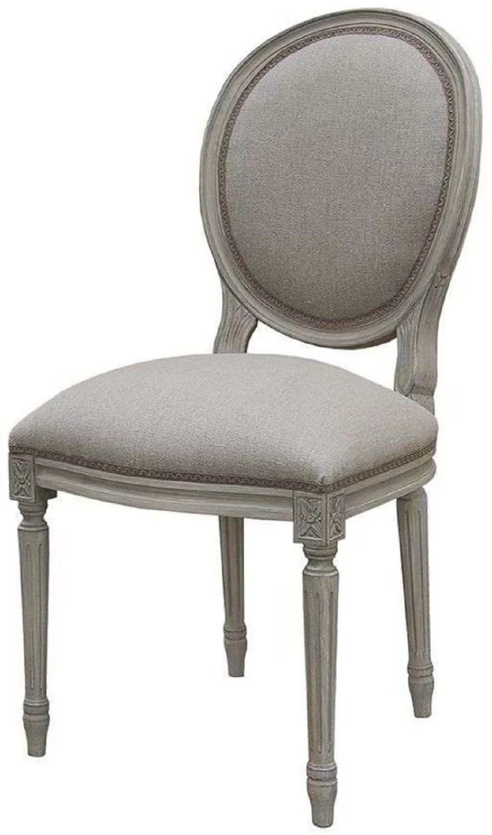 Luxury Baroque Dining Room Chair Set Medallion Gray 48 x 50 x H. 95 cm - Handmade Dining Room Chairs in Baroque Style - Baroque Dining Room Furniture - Luxury Quality