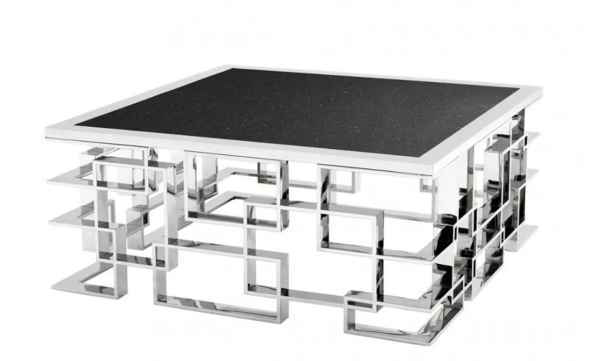 Art Deco luxury coffee table with granite top 100 x 100 x H. 45 cm - living room salon table - hotel furniture