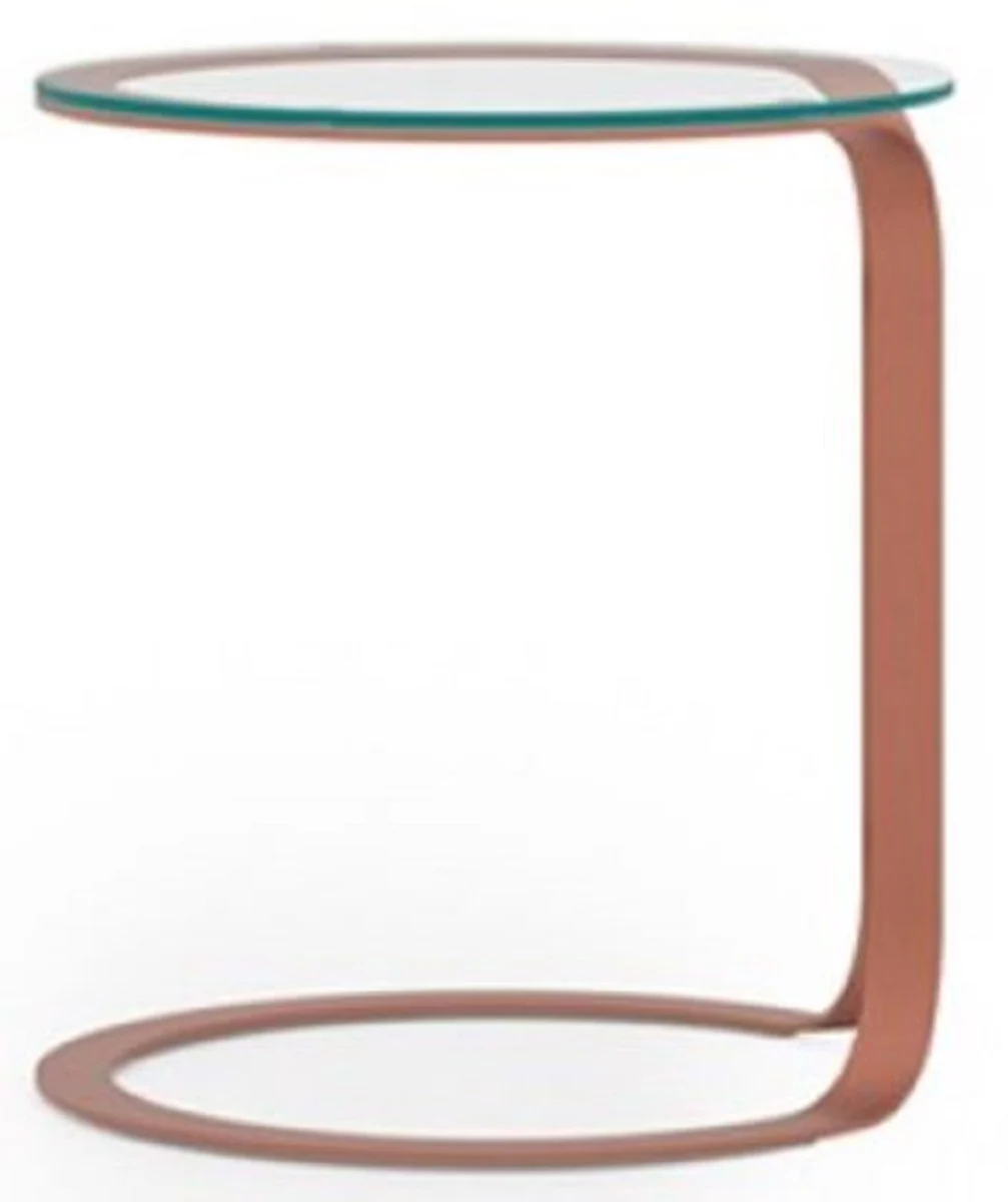 Luxury side table copper Ø 40 x H. 50 cm - Round table with glass top - Living room furniture - Hotel furniture - Luxury furniture
