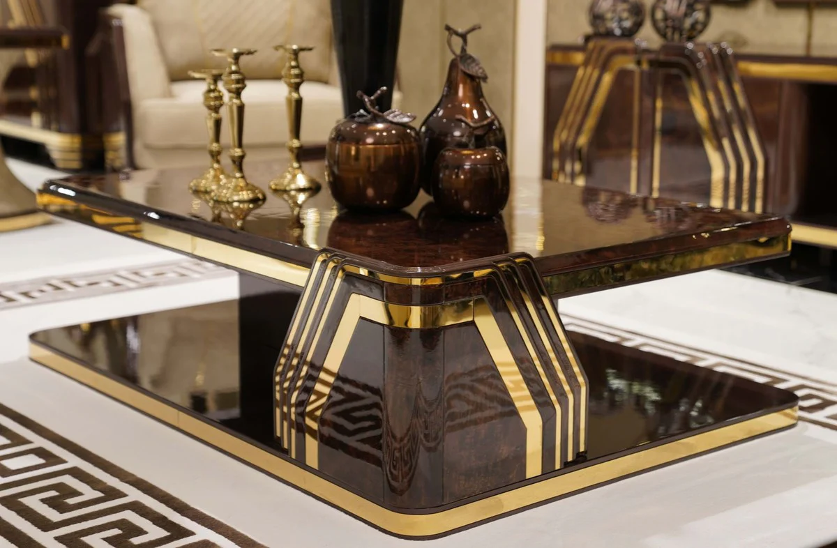 Luxury Art Deco Coffee Table Brown / Gold - Rectangular Living Room Table - Living Room Furniture - Art Deco Furniture - Luxury Furniture - Luxury Furnishings - Living Room Furnishings