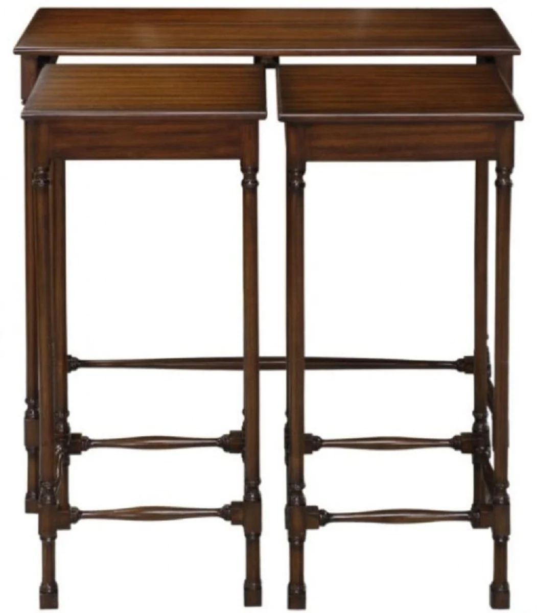 Luxury mahogany side table set dark brown 67 x 28 x H. 70 cm - Luxury Furniture