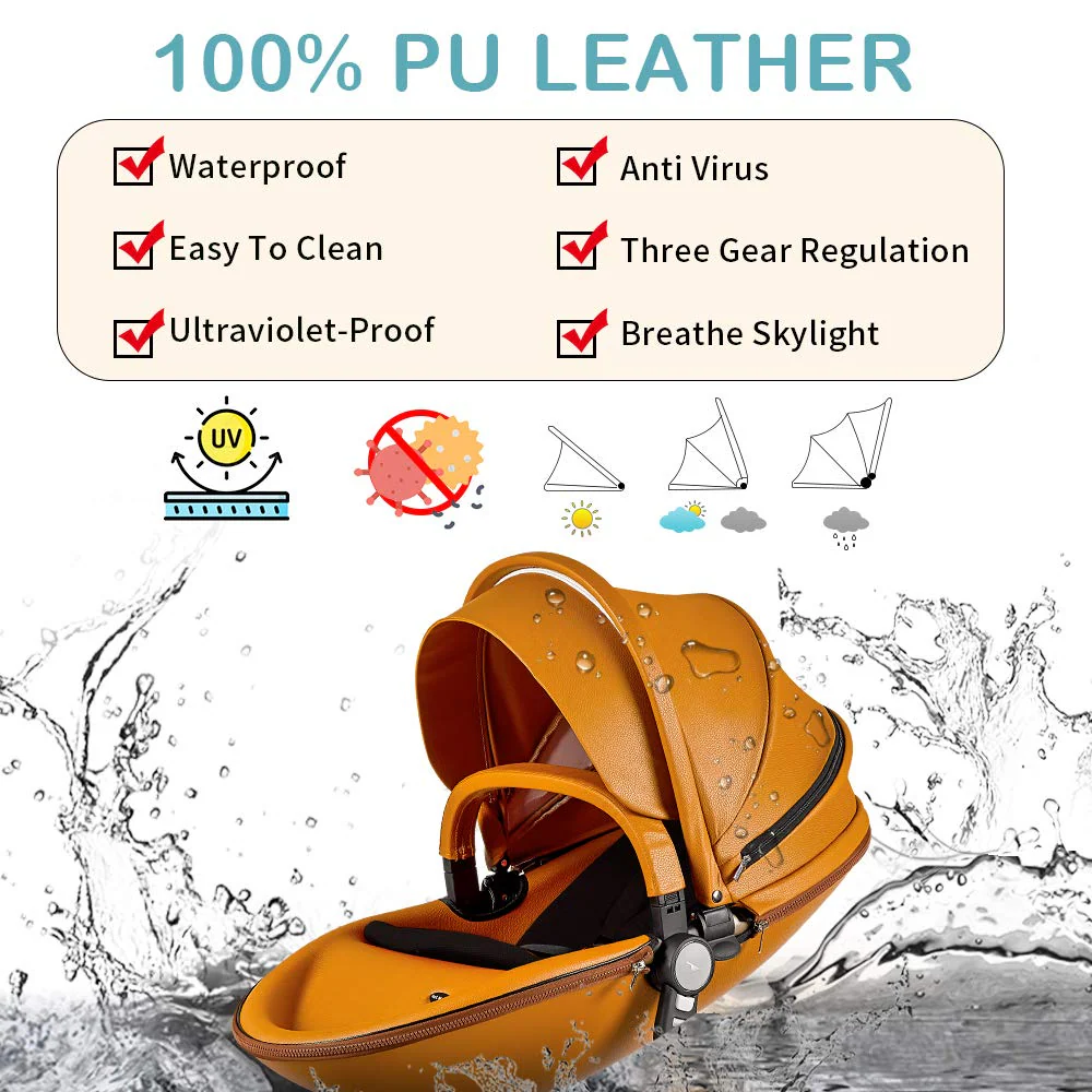 Kinderwagen: Kinderwagen mit verstellbarem Sitzhöhenwinkel und Allrad-Stoßdämpfung, umkehrbar, hohe Landschaft und modischer Kinderwagen (Gitter)