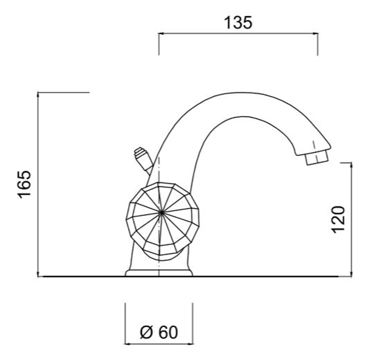 Luxury basin mixer with Swarovski crystal glass silver 13.5 x H. 16.5 cm - Luxury bathroom accessories Made in Italy