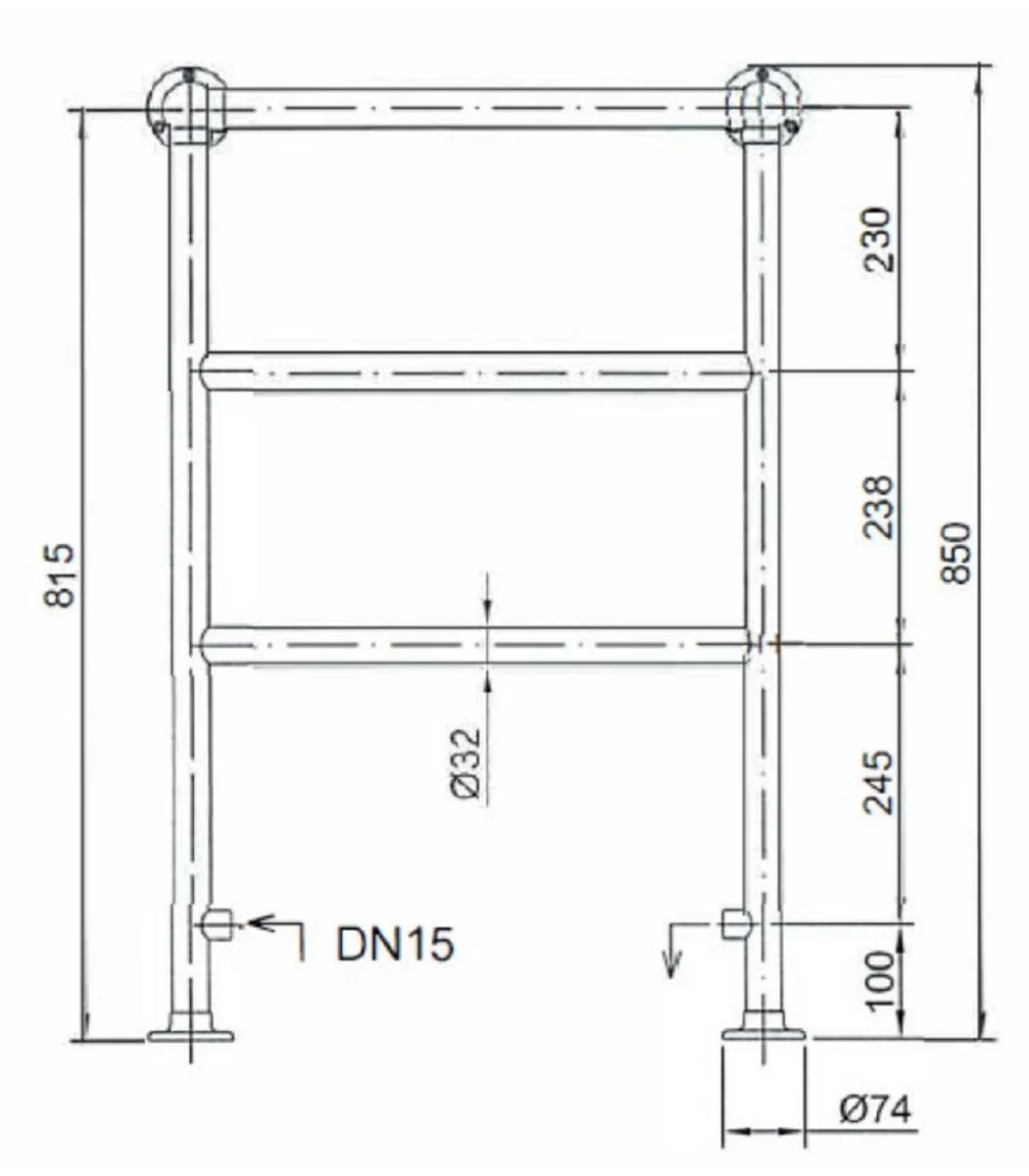 Luxury bathroom heater 574 x H. 850 mm - towel radiator - vintage bathroom radiator towel holder chrome
