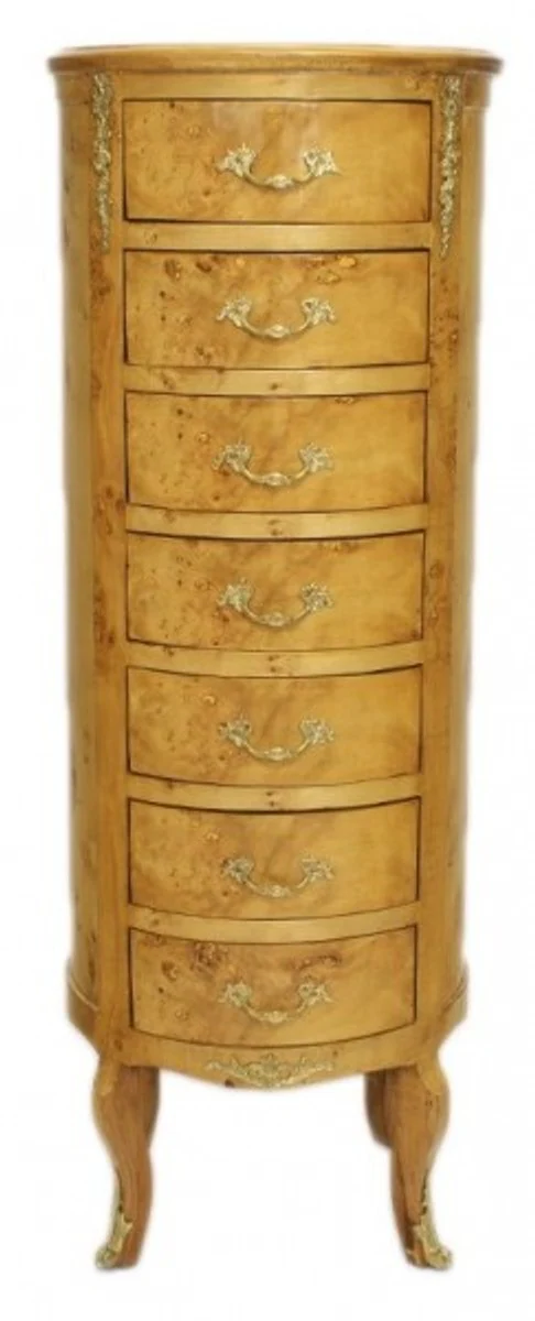 Baroque chest of drawers bird's eye maple / gold with 7 round drawers - antique style