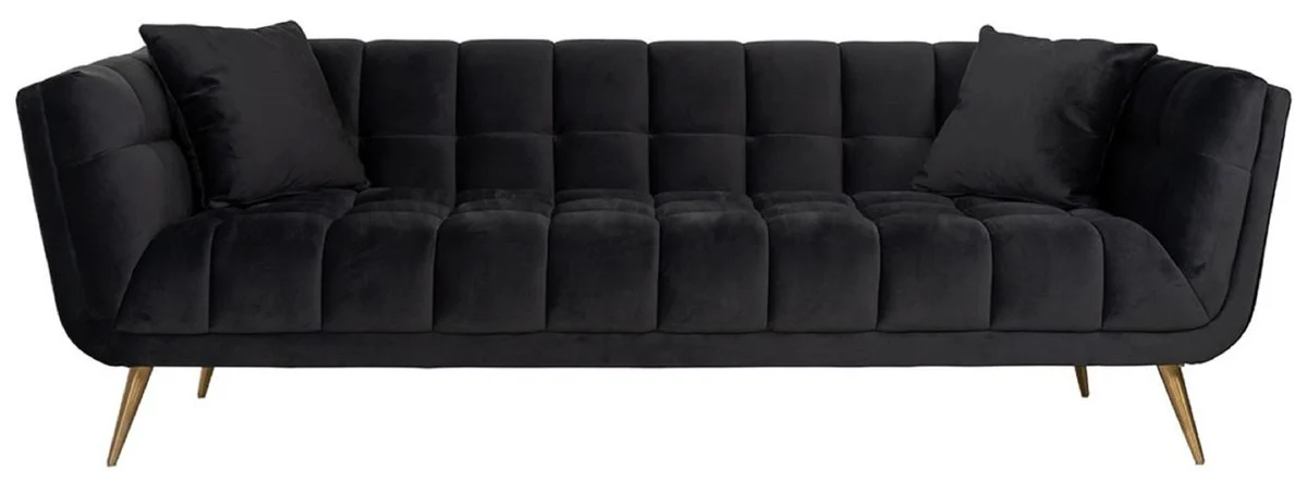 Luxury velvet sofa anthracite / gold 230 x 91 x H. 75 cm - living room sofa - living room furniture - luxury furniture - living room furnishings - luxury furnishings - luxury quality
