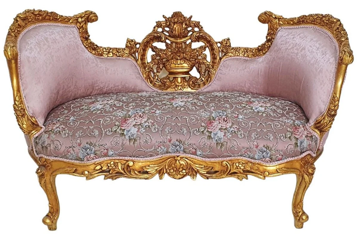 Baroque sofa pink / multicolored / gold - magnificent living room sofa in baroque style - living room furniture in baroque style - baroque furniture - baroque furnishings