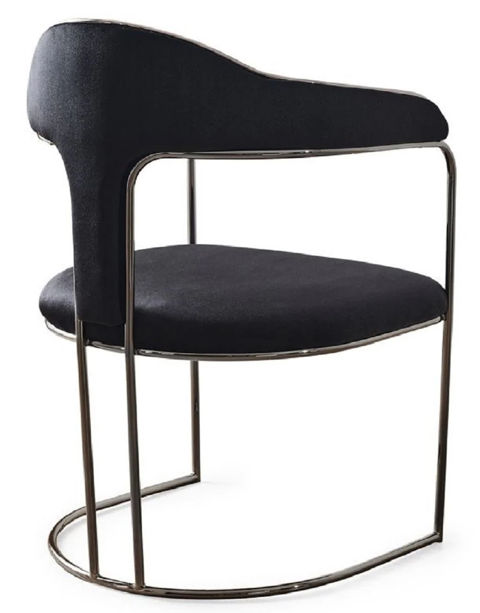 Luxury Art Deco dining room chair set of 4 with armrests black / bronze 60 x 58 x H. 92 cm - Dining room furniture - Restaurant furniture - Art Deco furniture - Luxury furniture