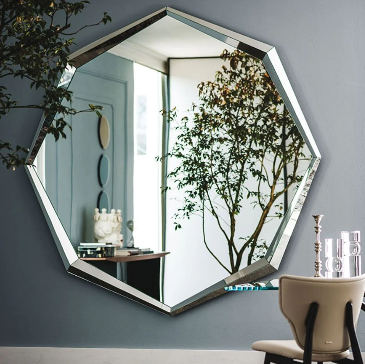 Luxury mirror 200 x 10 x H. 200 cm - Elegant wall mirror with mirrored edge - Luxury collection