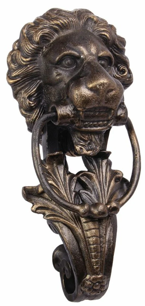 Baroque cast iron lion head door knocker bronze H. 41 cm - Baroque decorative accessories