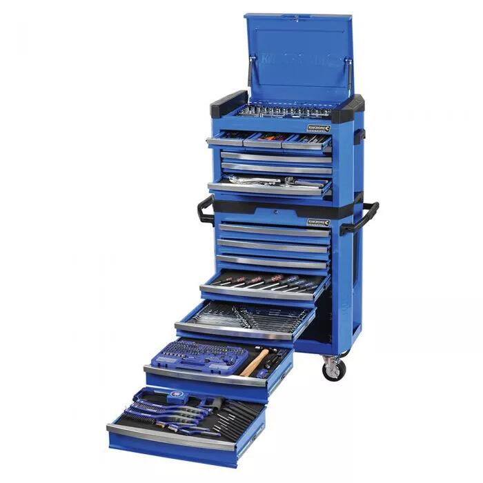 KINCROME CONTOUR TOOL WORKSHOP 329 PIECE 15 DRAWER W. TROLLEY - BLUE K1501