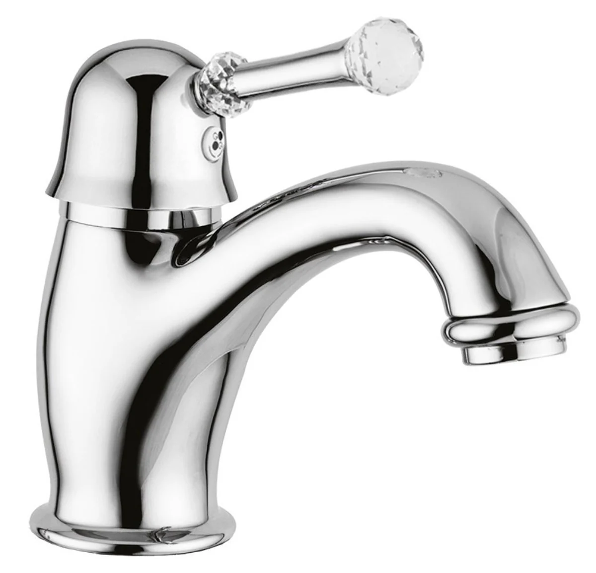 Luxury basin mixer with Swarovski crystal glass silver H. 14 cm - luxury single-lever basin mixer