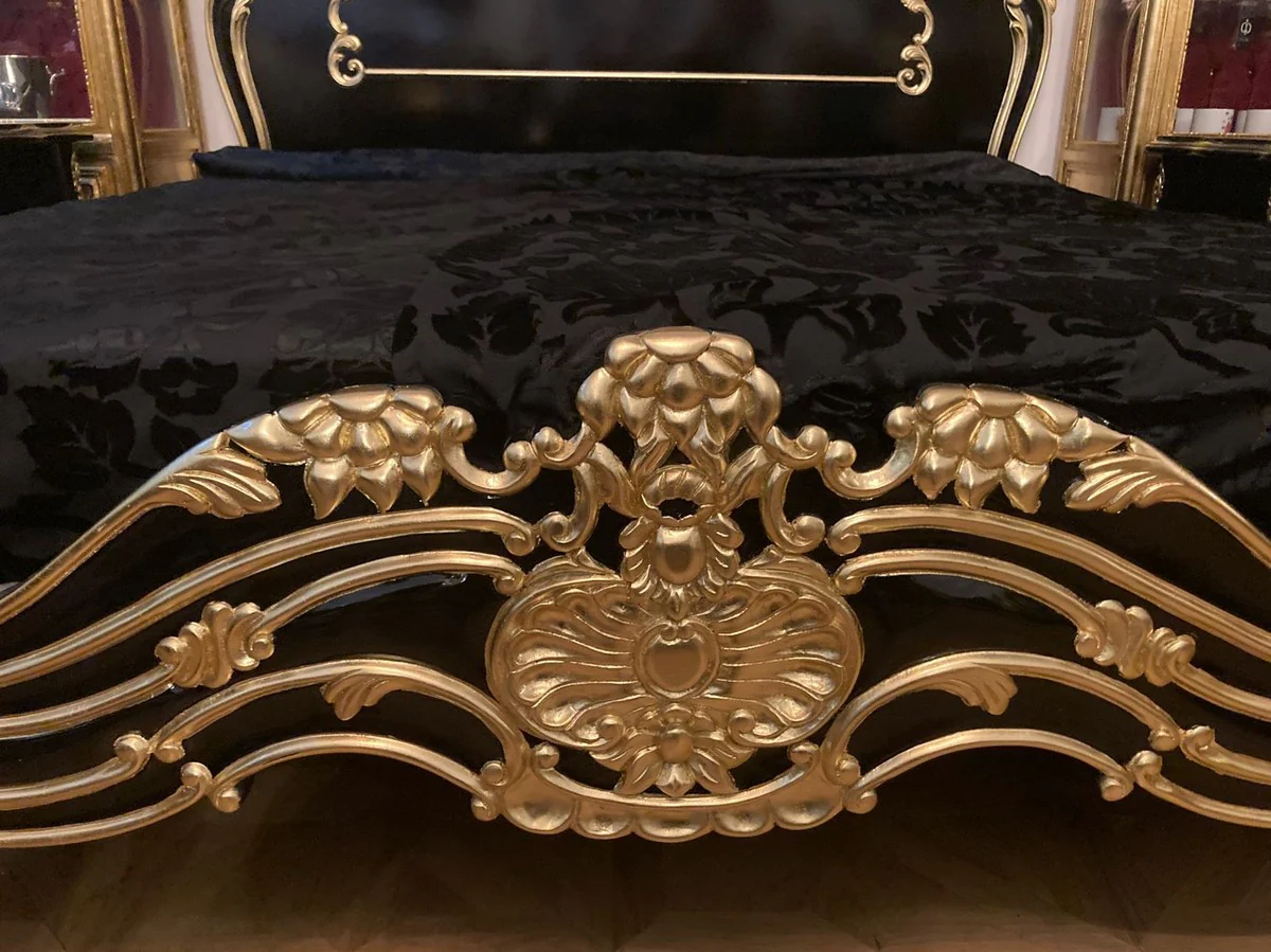 Pompöös by Luxury Baroque Double Bed with Mattress Black / Gold - Pompöös Baroque Bed designed by Harald Glööckler - Bedroom Furniture in Baroque Style - Baroque Furniture - Noble & Magnificent