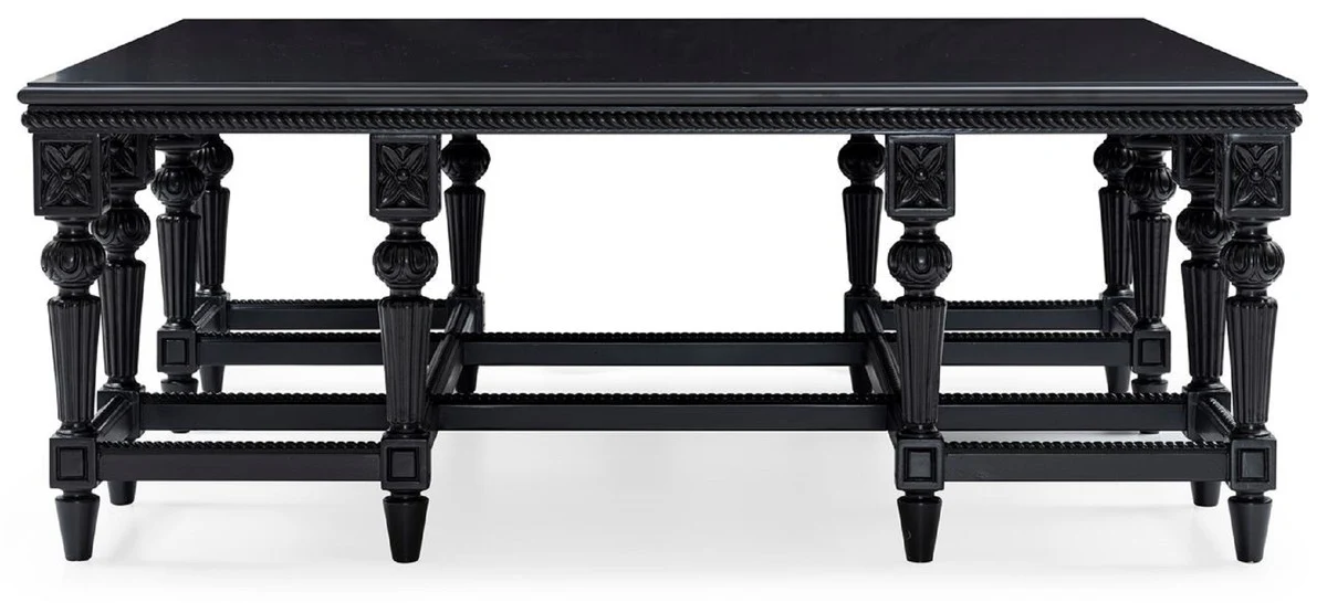 Luxury Baroque Coffee Table Black - Handcrafted Solid Wood Living Room Table in Baroque Style - Living Room Furniture in Baroque Style - Baroque Furniture - Noble & Magnificent