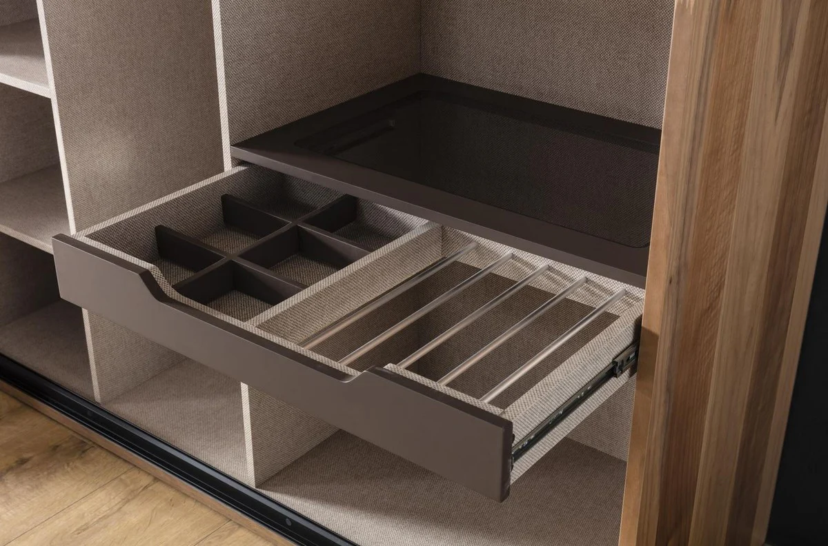 Luxury bedroom wardrobe brown / copper 260 x 70 x H. 220 cm - solid wood wardrobe with 2 sliding doors - luxury bedroom furniture