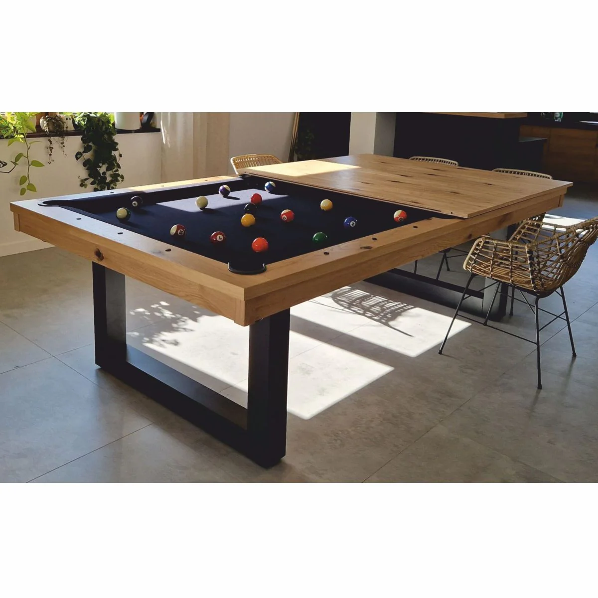 Luxury Pool Billiard Table / Dining Table 7ft Natural / Black