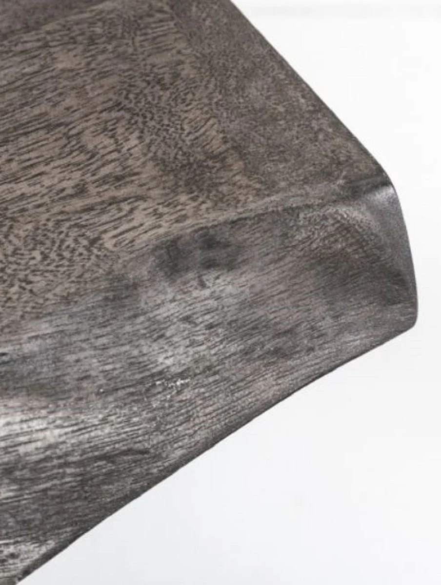 Industrial design side table gray 43 x 35 x H. 46 cm - industrial style metal table with solid wood table top - industrial design furniture